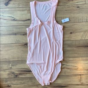 Light pink ribbed tank top bodysuit